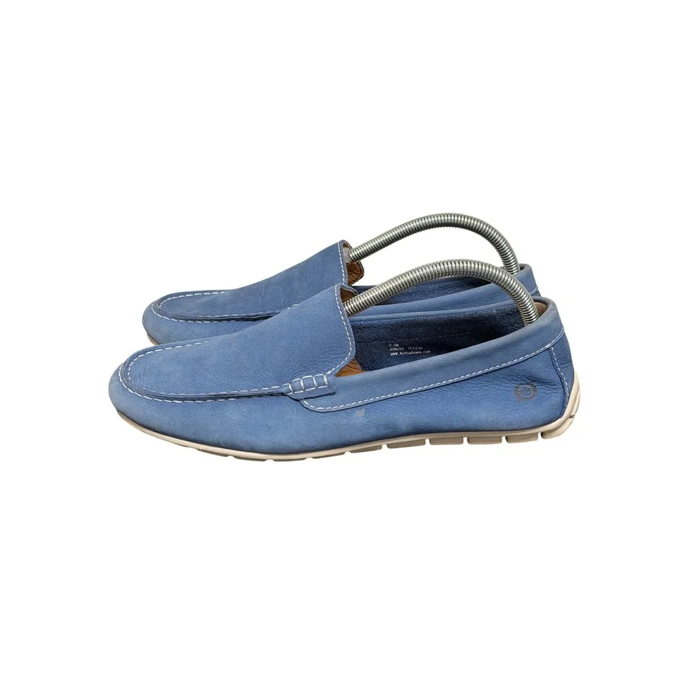 Born Loafers Mens 8.5 Blue Leather Handcrafted Driving Moccasins H38254